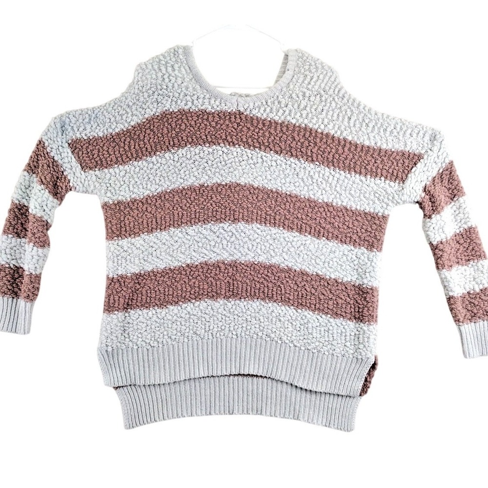 Miracle USA Striped Popcorn Knit Sweater Women's M L Light Blue‎ Pink Oversized